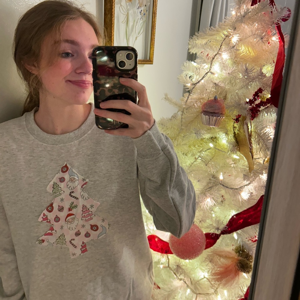 Gildan Gray Holiday Tree Sweater
